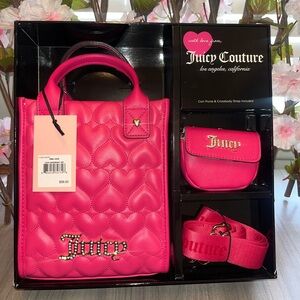 NWT JUICY COUTURE Bright PInk Crossbody Gift Box Set